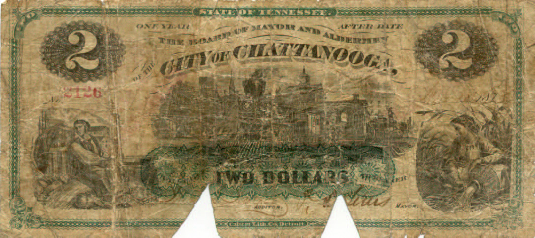 $2 G-1298 T1 City Chattanooga 1874